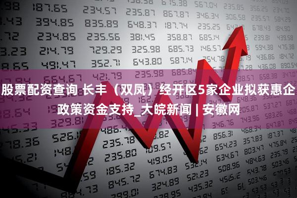 股票配资查询 长丰（双凤）经开区5家企业拟获惠企政策资金支持_大皖新闻 | 安徽网